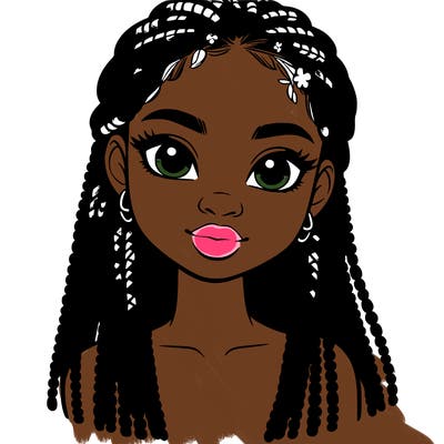 a realistic black girl with braids