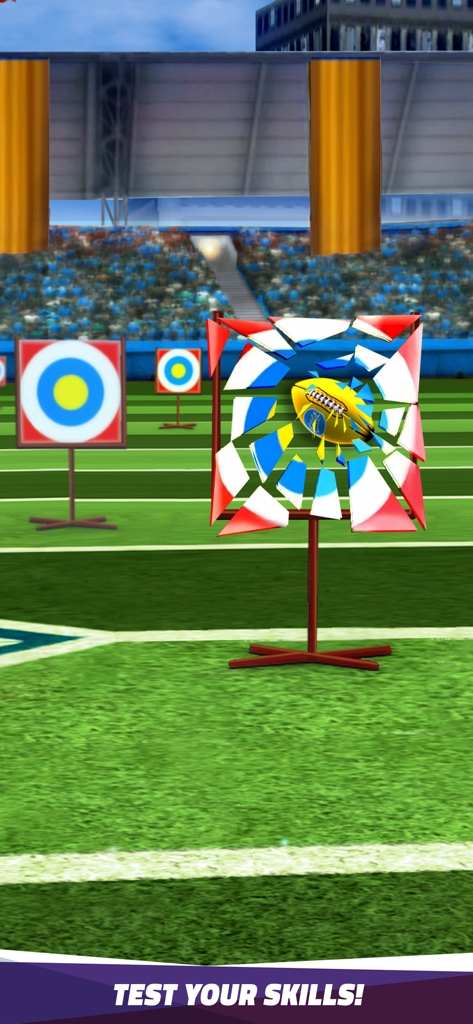 Flick Quarterback 25 - Football smashing through a target in a skill challenge
