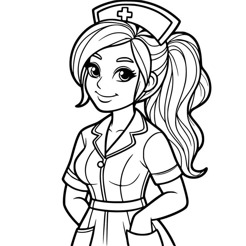 realistic human nurse with lots of details