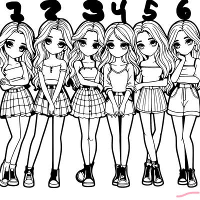 a group of girls realistic