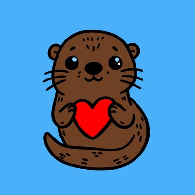otter with a heart