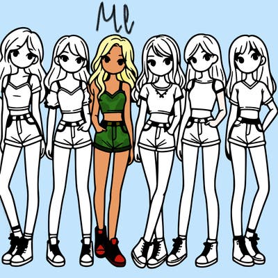 a group of girls wearing crop tops and shorts