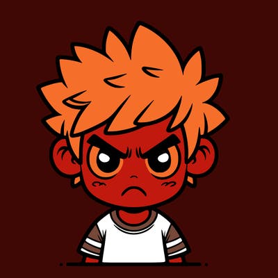 boy with spikey hair and angry look