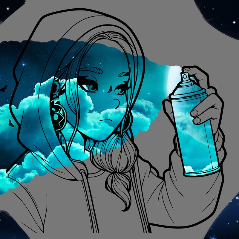 a realistic girl, spray painting