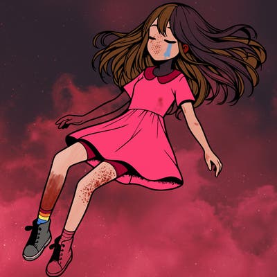 realistic girl floating