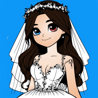 realistic girl in a wedding dress