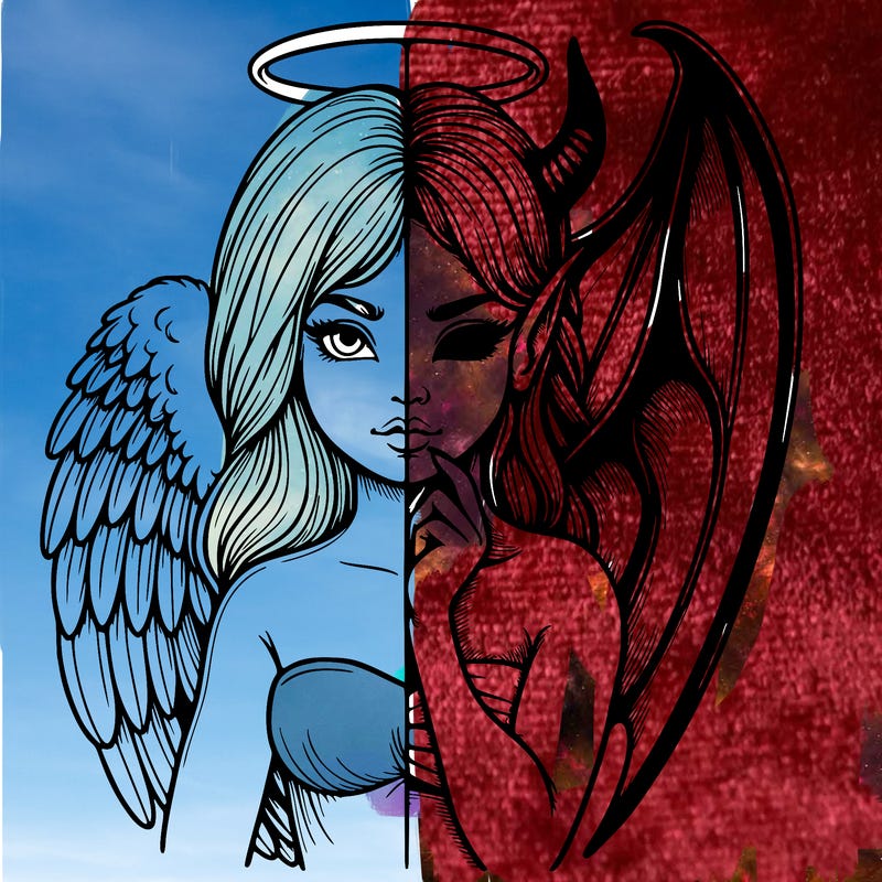 realistic angel half demon