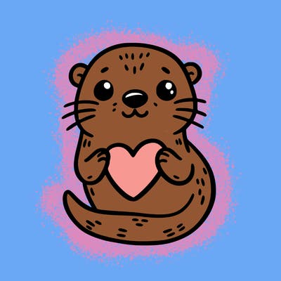 otter with a heart