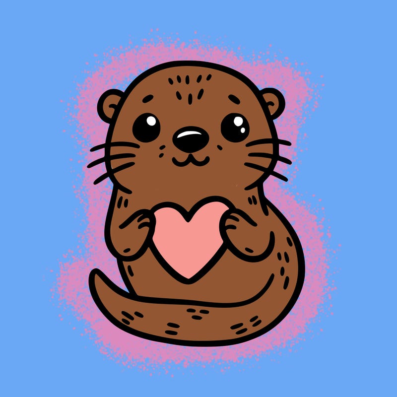otter with a heart
