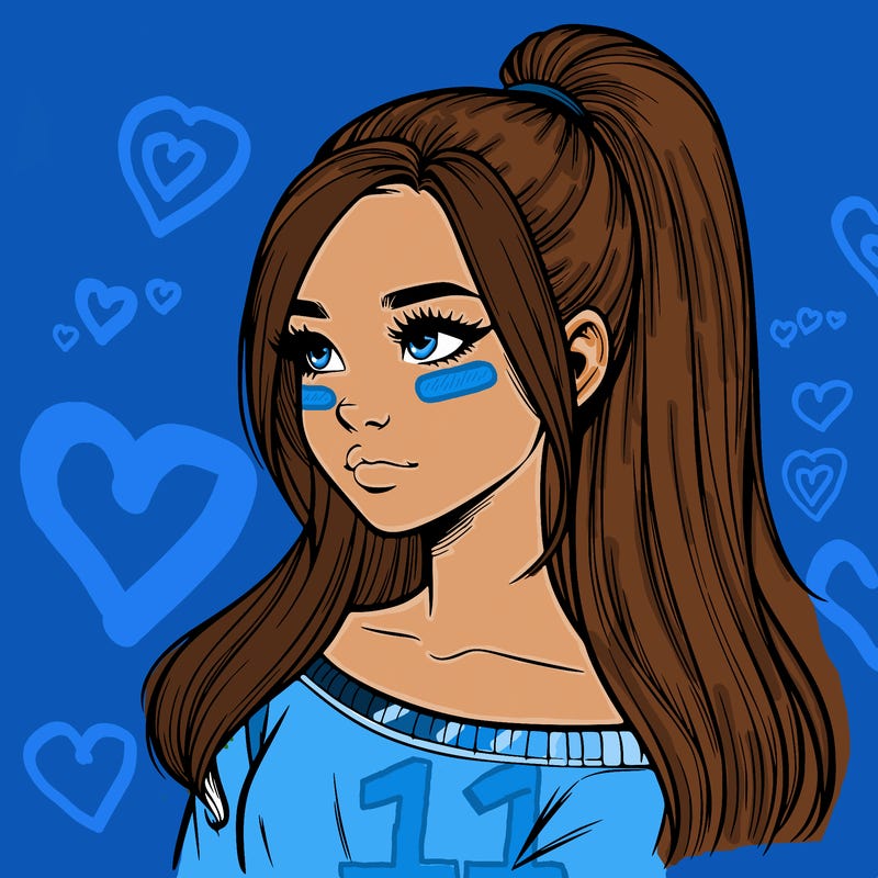 realistic girl with a high ponytail