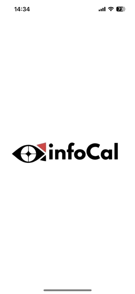 InfoCal - Optical Solutions - La pantalla de inicio de la aplicación InfoCal Optical Solutions con su logotipo oficial