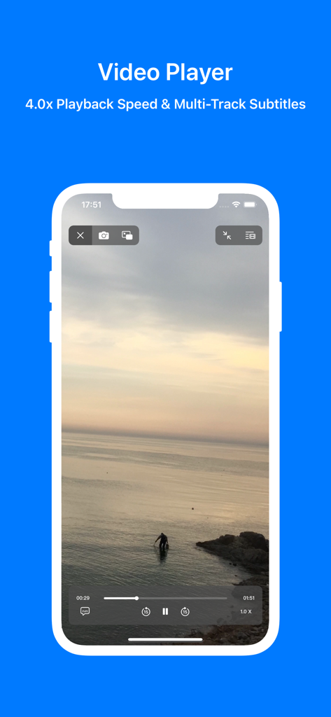 MKV PiP Player video interface showing playback speed and subtitle controls