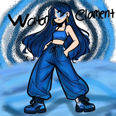 girl in baggy pants crop top and long hair