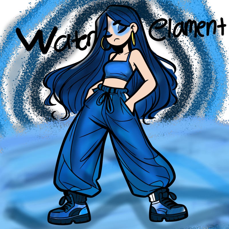 girl in baggy pants crop top and long hair