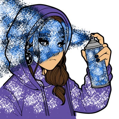 a realistic girl, spray painting