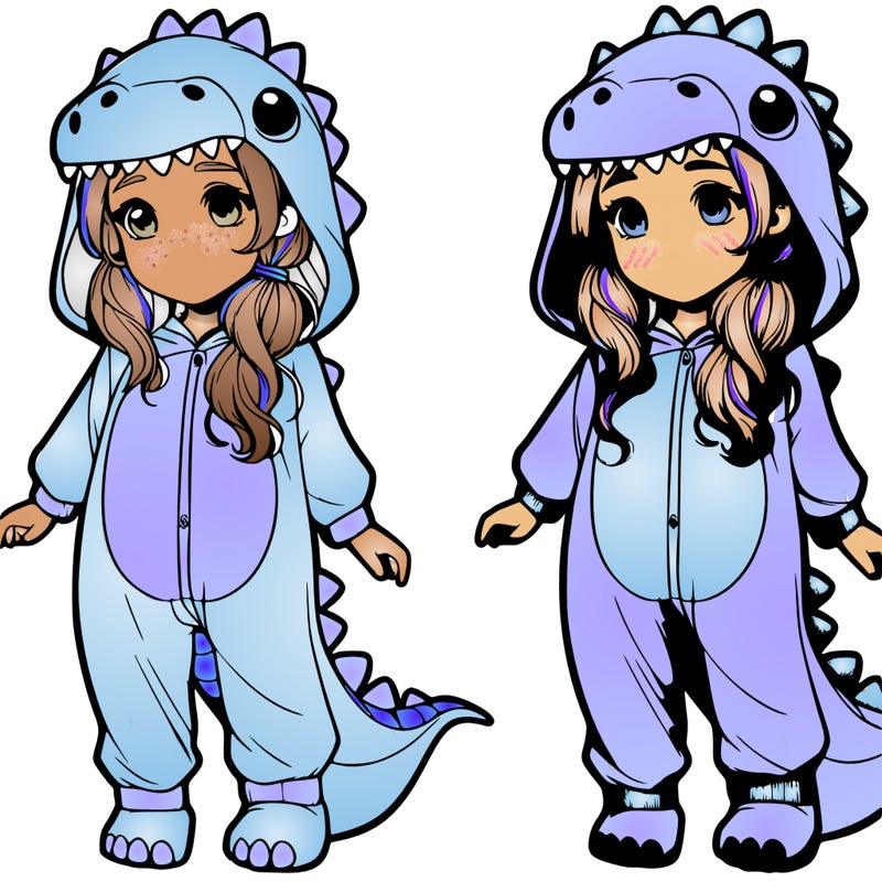 realistic girl in dinosaur onesie