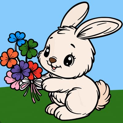 bunny with a bunch of clover