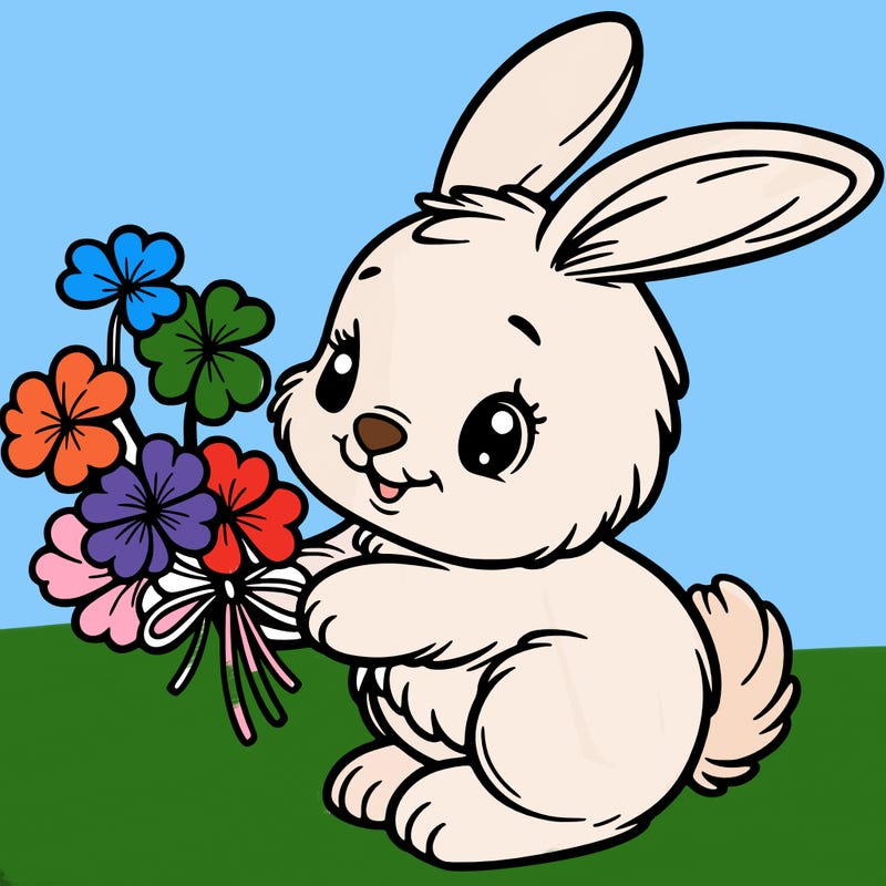 bunny with a bunch of clover