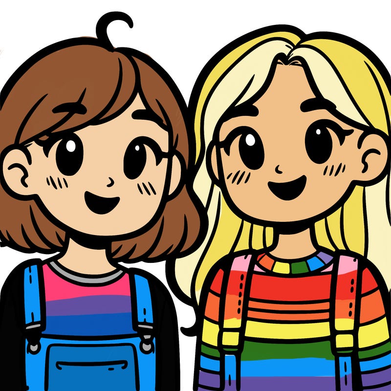 two best friends one with short hair and one with long hair