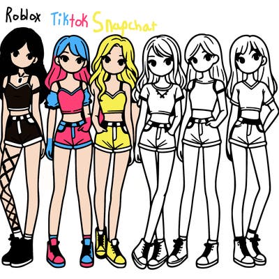 a group of girls wearing crop tops and shorts