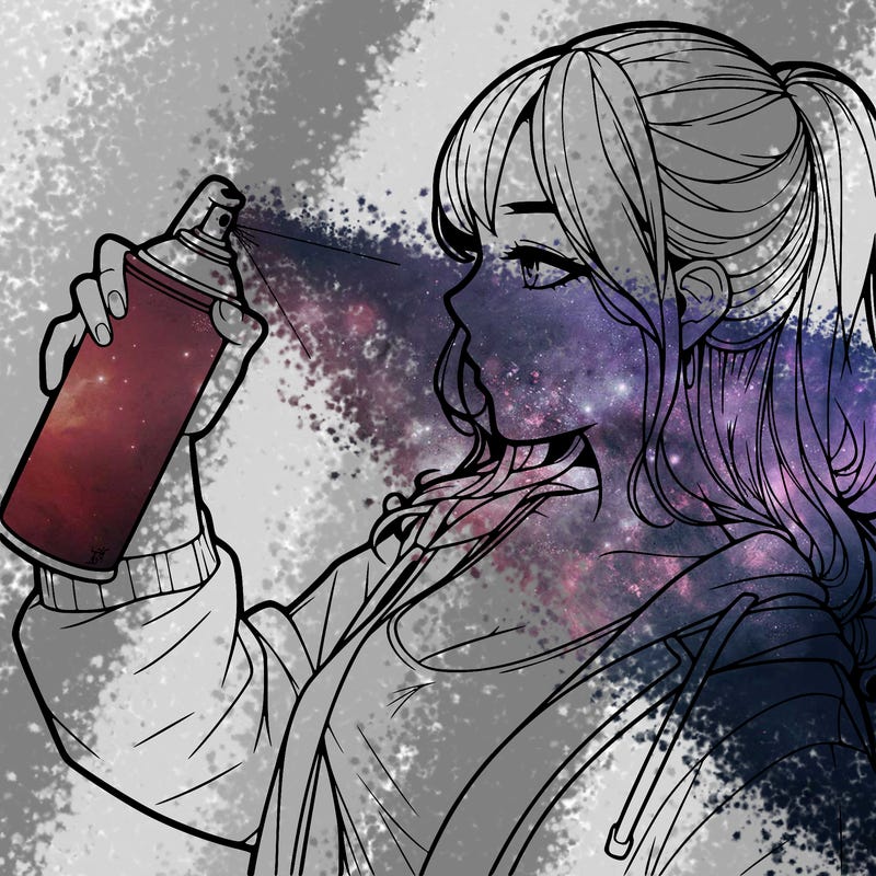 a realistic girl spray, painting