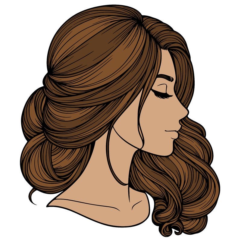 realistic woman's head & hair