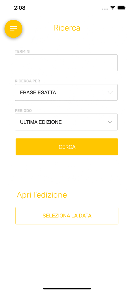 Schermata di ricerca dell'app Triathlete Edicola Digitale con filtri di ricerca avanzati per l'archivio
