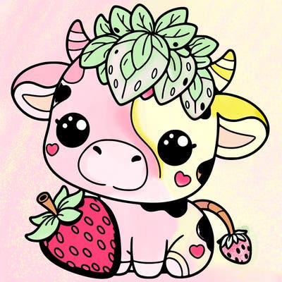 cute strawberry cow