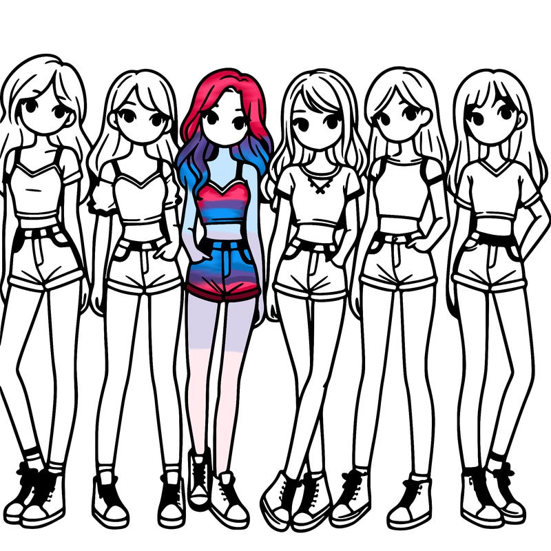 a group of girls wearing crop tops and shorts