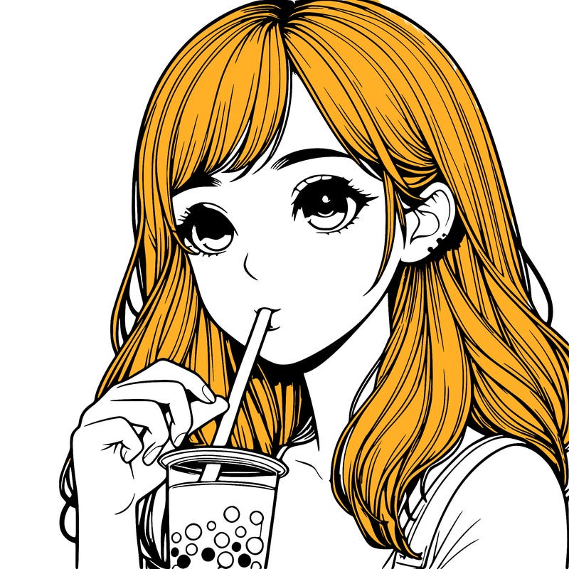 realistic girl drinking boba 🧋