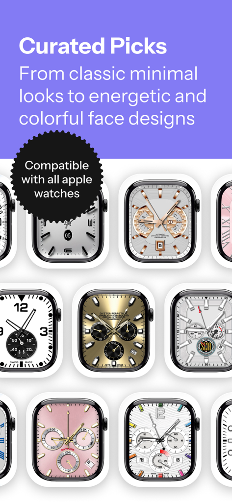 Zonex: Faces Gallery - Colección de esferas de Apple Watch curadas con diseños clásicos y coloridos