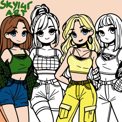 group of girls wearing crop tops