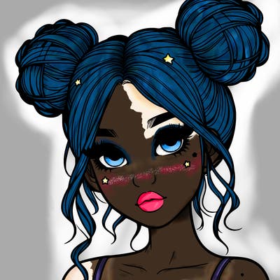 realistic girl with space buns