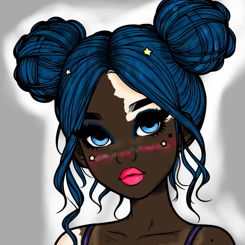realistic girl with space buns