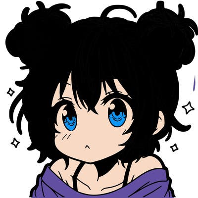 a manga girl with messy small buns
