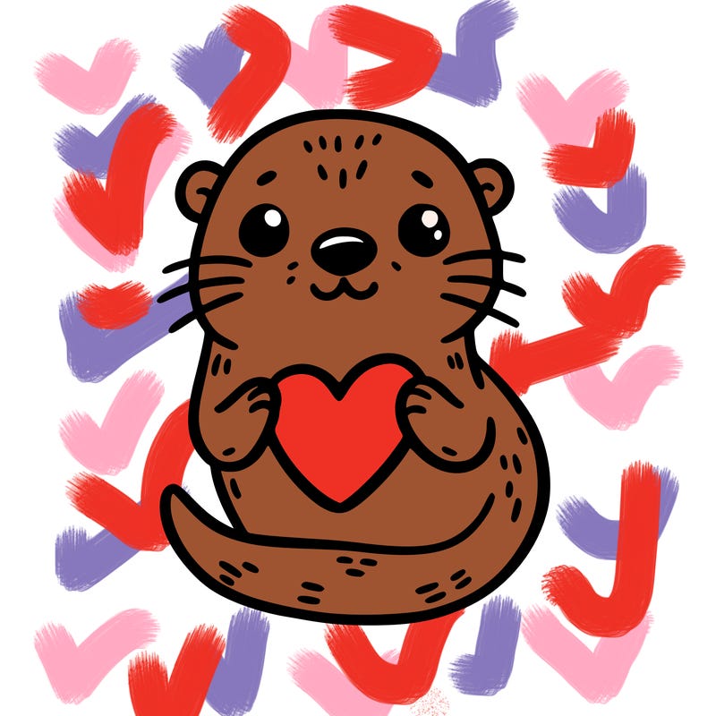 otter with a heart
