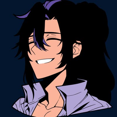realistic hot anime boy with a grin and long hair in a pony tail