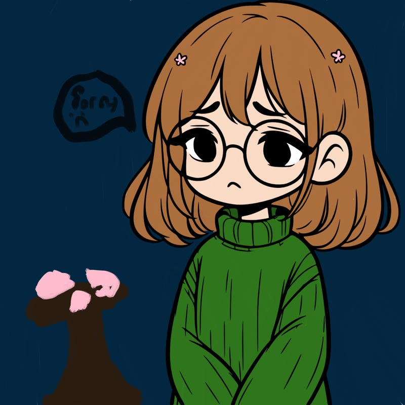 sad girl with glasses in a sweater