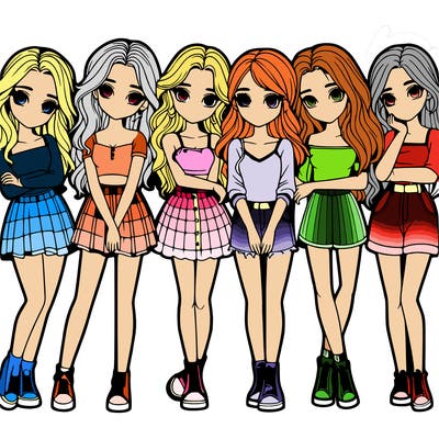 a group of girls realistic