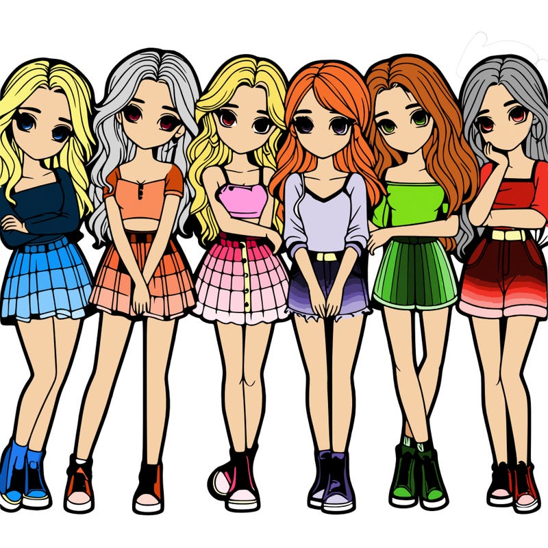 a group of girls realistic