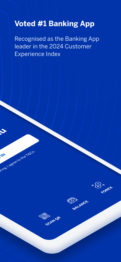 Werbebildschirm für die Standard Bank App mit dem Titel "Gewinner zur Nr. 1 Banking-App" laut Customer Experience Index 2024