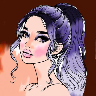 realistic girl with a ponytail on her hair and lips