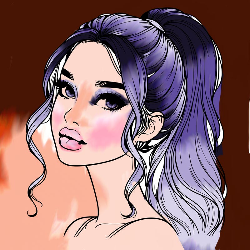 realistic girl with a ponytail on her hair and lips