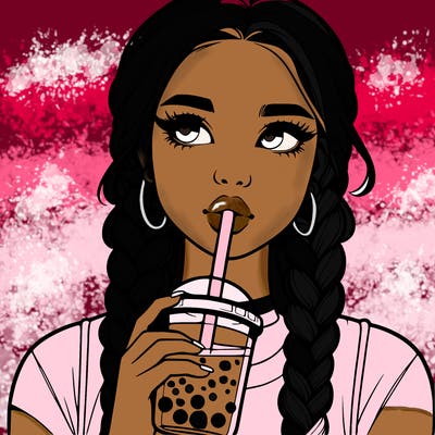 realistic girl with braided hair drinking boba