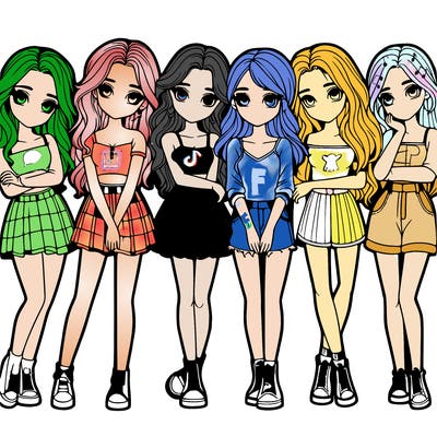 a group of girls realistic