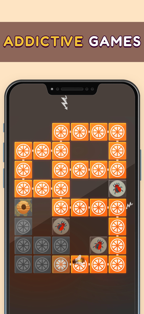Mini Games: 100+ Offline Games - Pantalla de smartphone que muestra un adictivo juego de rompecabezas de bloques sin conexión