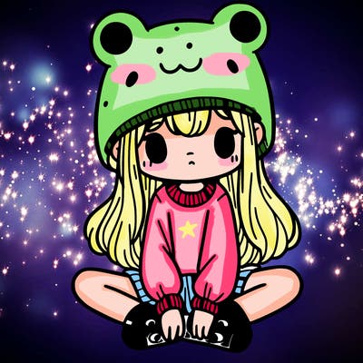 a girl wearing a frog hat and some frog socks