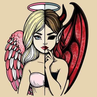 realistic angel half demon