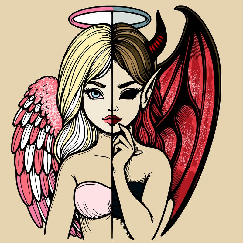 realistic angel half demon