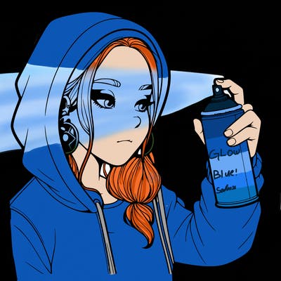 a realistic girl, spray painting